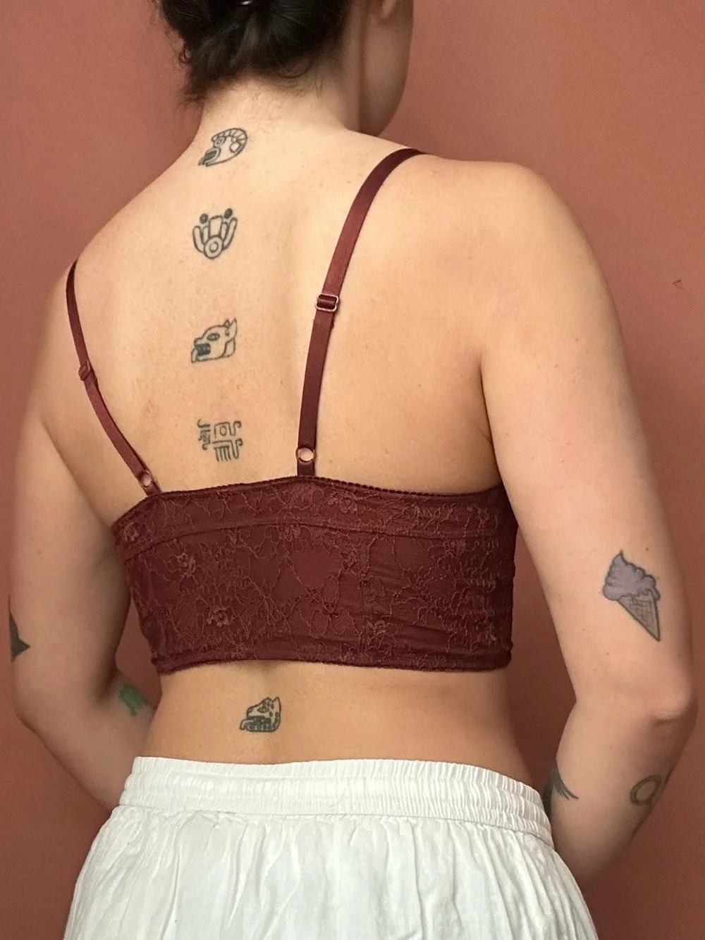 Burgundy lace bralette with adjustable straps